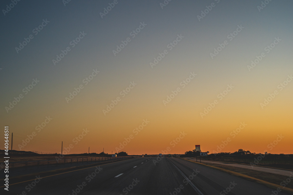 Dusk on Interstate 40 Texas U.S.A. after sunset