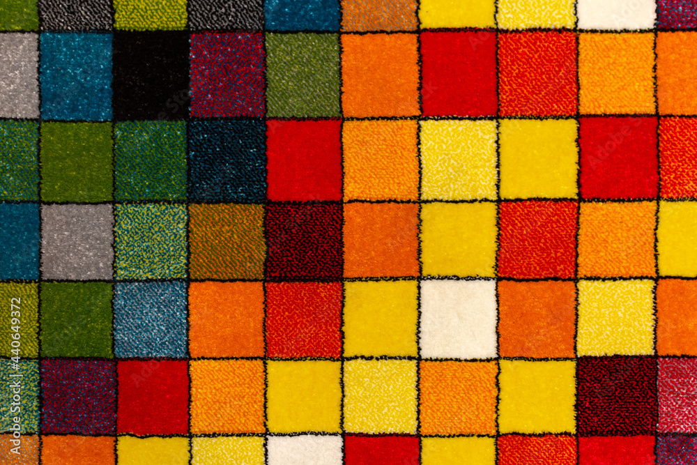 Many colorful squares as background, texture, pattern.