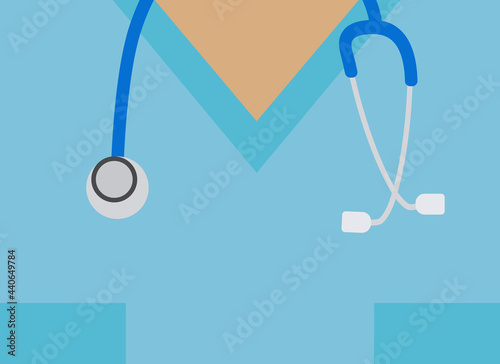 Medical center poster illustration featuring stethoscope and medical clothing