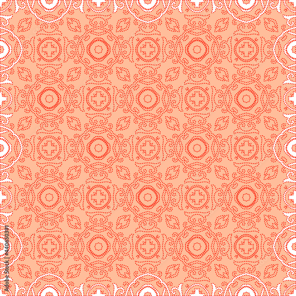 Geometric vector pattern with Pale yellow  color with red dots. simple ornament for wallpapers and backgrounds.
