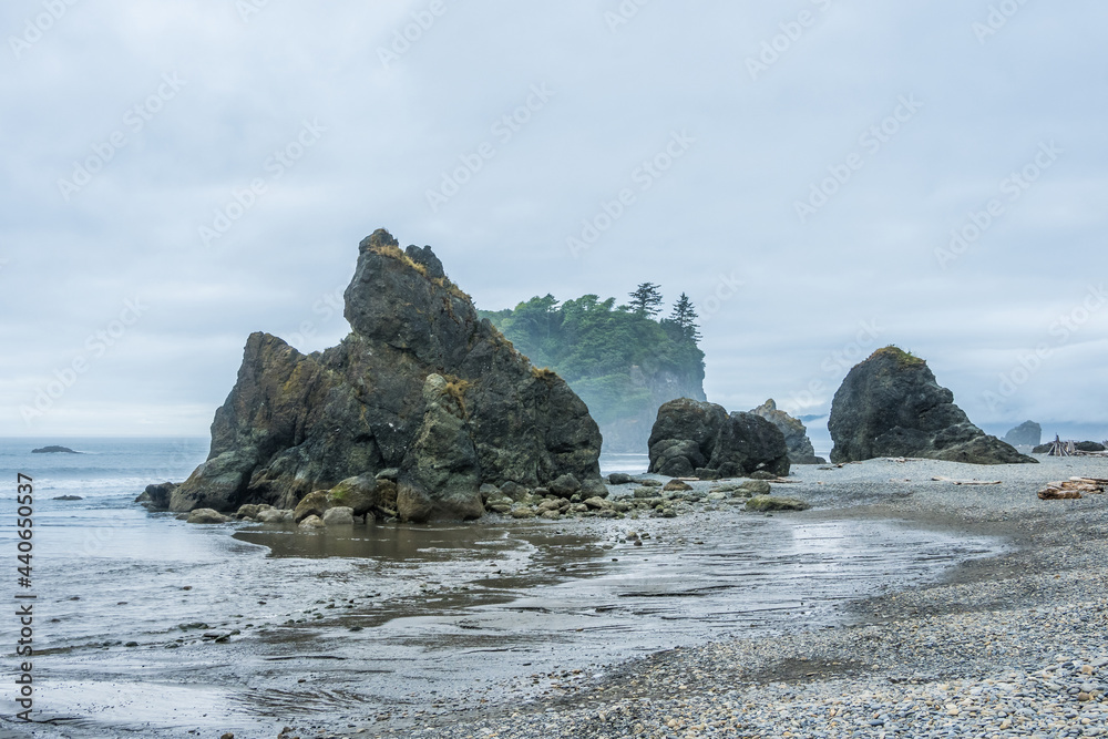 Cloudy day at Ruby Beach at Olympic Peninsula in Washington State Cloudy day at Ruby Beach at Olympic Peninsula in Washington State