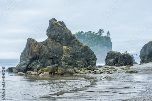 Cloudy day at Ruby Beach at Olympic Peninsula in Washington State