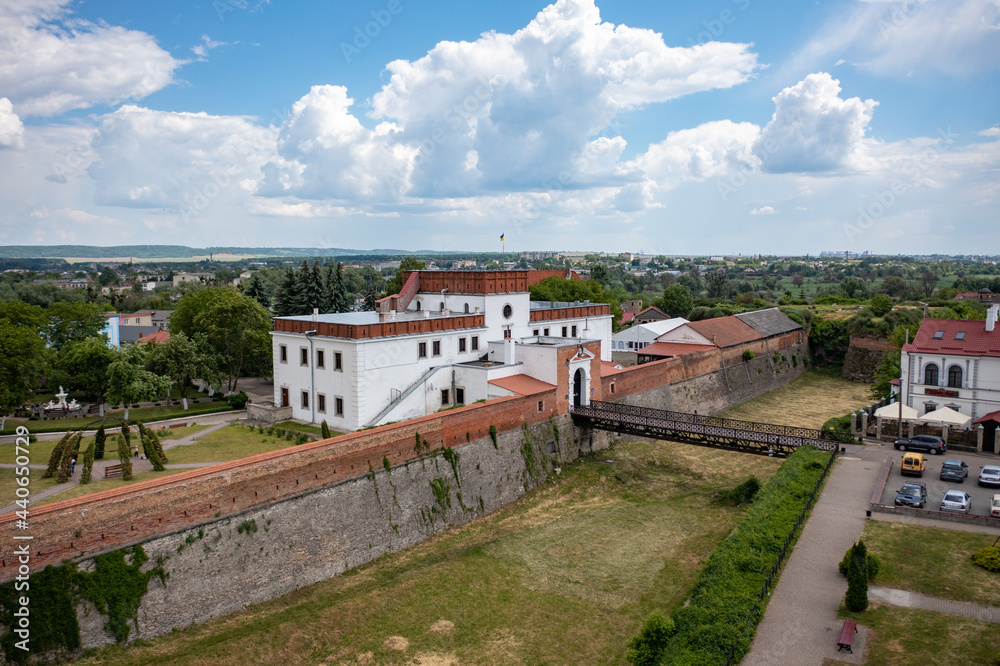 Aerial view on Dubno castle from drone