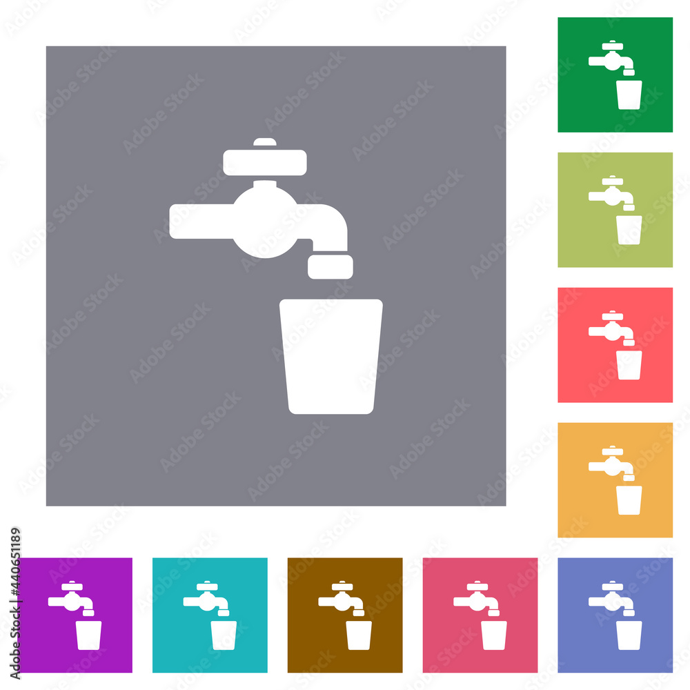 Drinking water square flat icons Drinking water square flat icons