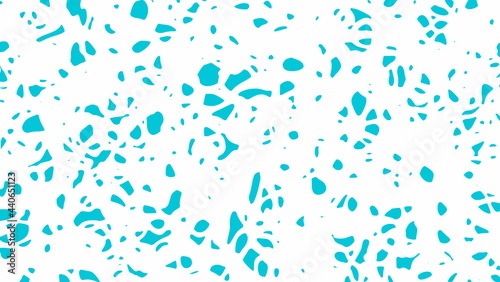 Chaotic small azure spots on a white background. Grunge background.
