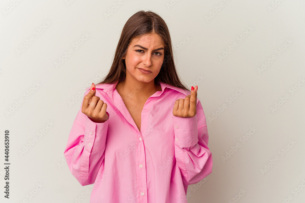 Young caucasian woman isolated on white background showing that she has no money. Young caucasian woman isolated on white background showing that she has no money.