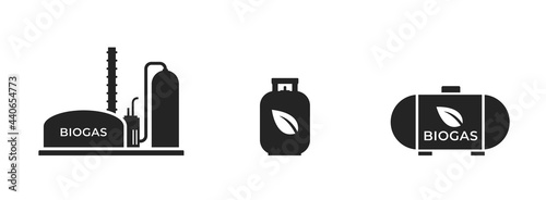 biogas icon set. gas production and storage symbol. eco friendly industry and alternative energy. isolated vector image