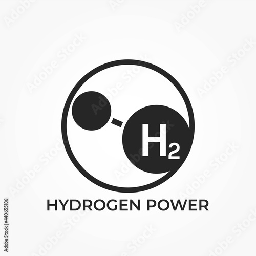 hydrogen power round logo. eco friendly industry and alternative energy symbol