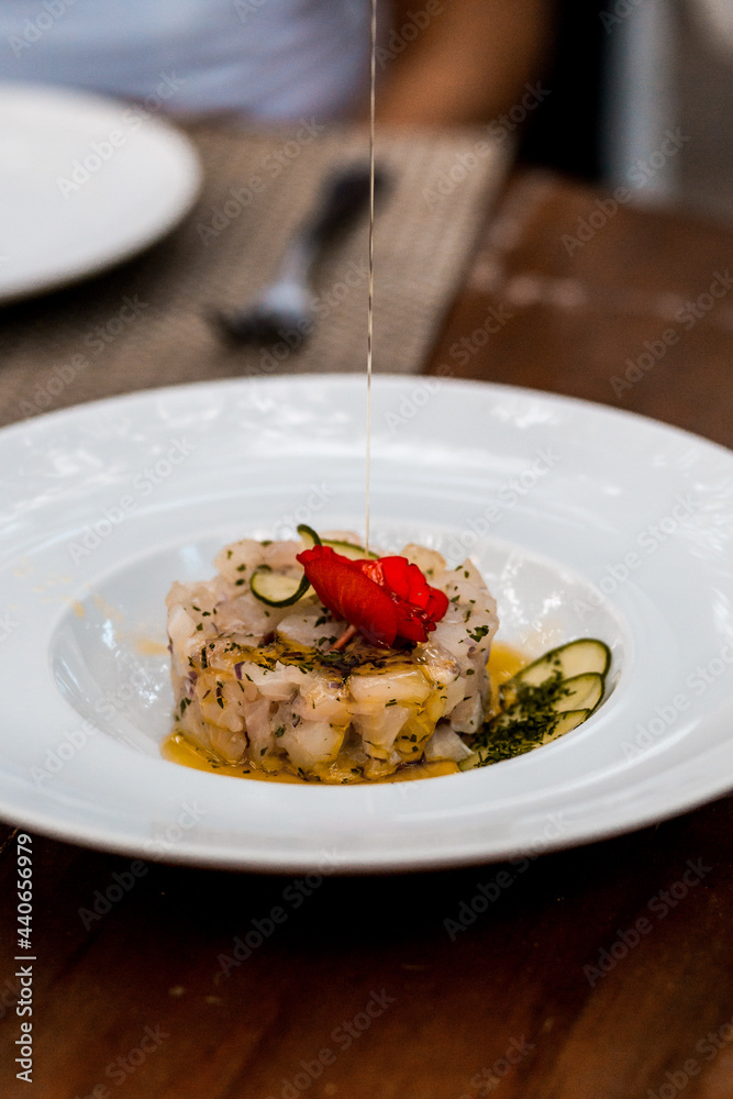 Delicious Tartare Menu Restaurant Eating Toast Oil Steak Tuna Kani Seafood Raw Food Delicious Tartare Menu Restaurant Eating Toast Oil Steak Tuna Kani Seafood Raw Food