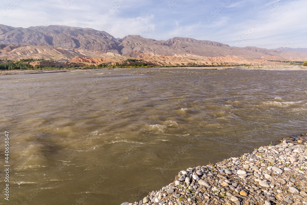 Zeravshan river near Penjikent, Tajikistan