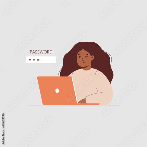 Forgetful woman forgot password In flat design