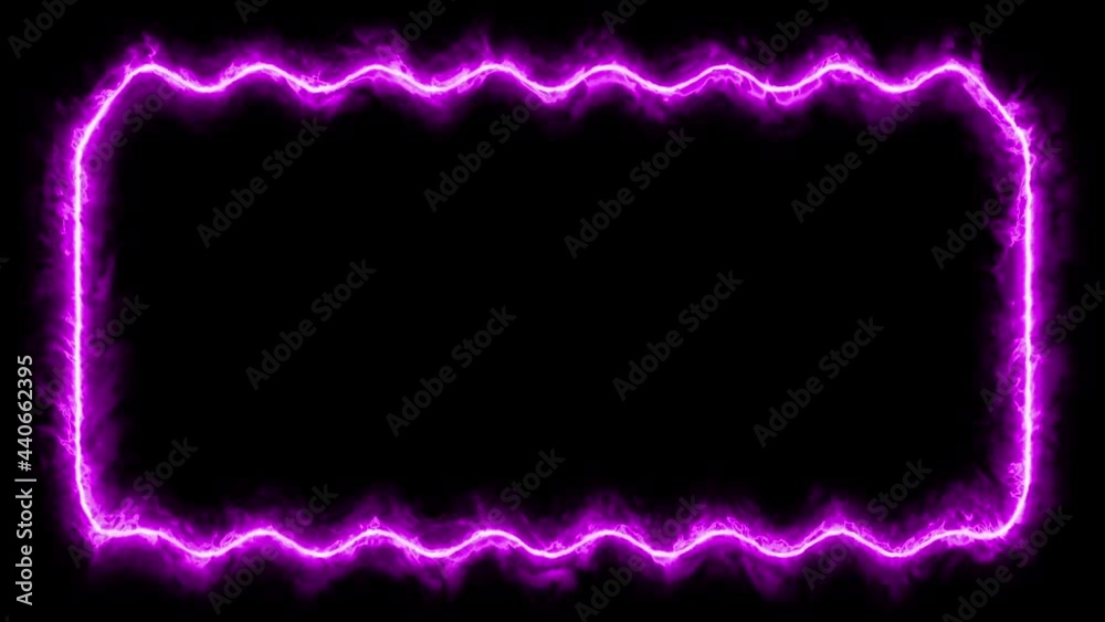Animated neon fire frame with saber effect. VJ loop video. VFX effects. Video footage for show and animation. 