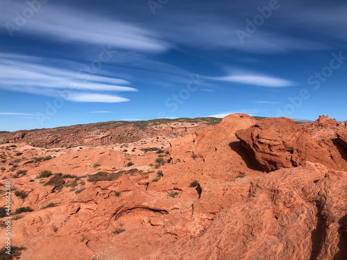 Red rocks. National park. Angle View Of Rock Formations Against Sky 