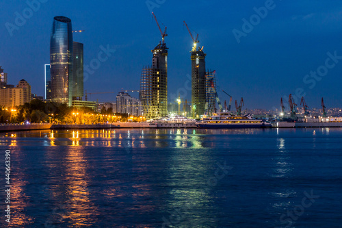 Night view of Baku skyline  Azerbaijan