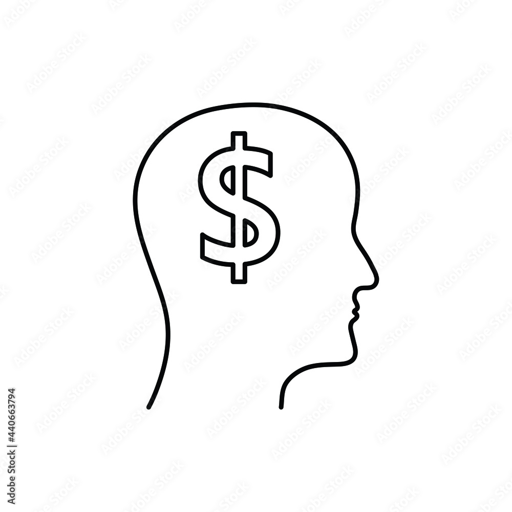 person with dollar icon. man head Businessman with money sign person with dollar icon. man head Businessman with money sign