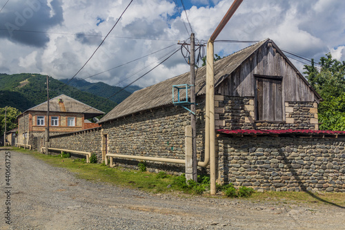 Gas pipeline in Car village near Zaqatala, Azerbaijan photo