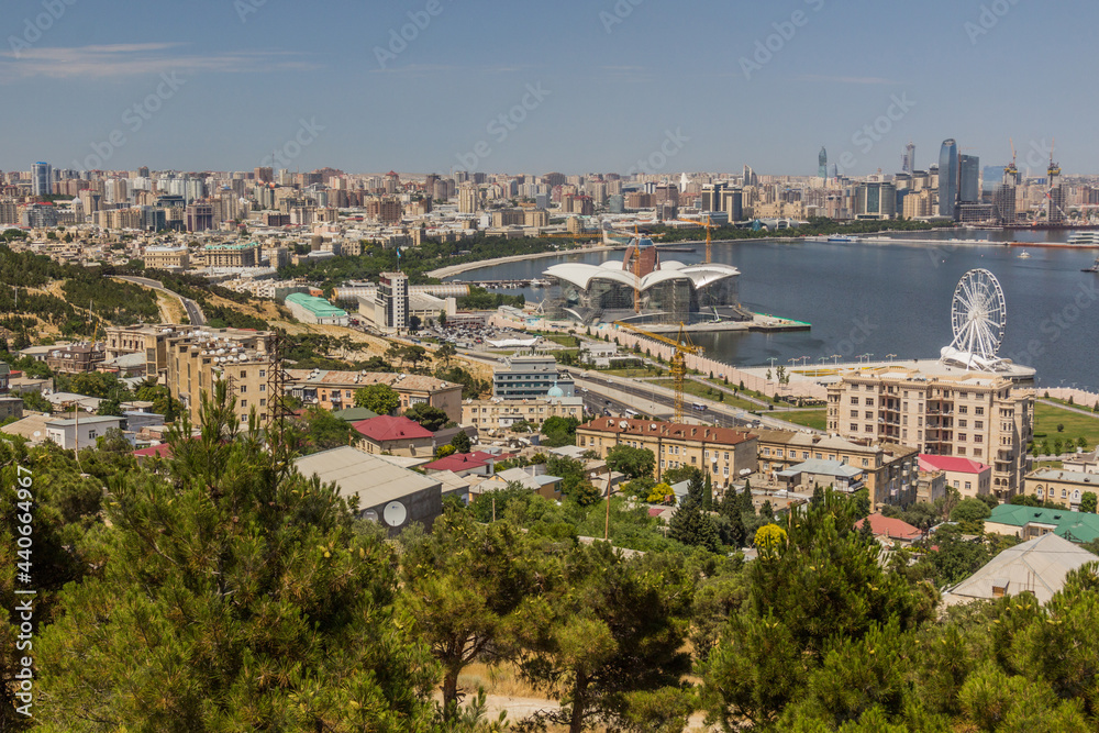 Aerial view of coast in Baku, Azerbaijan