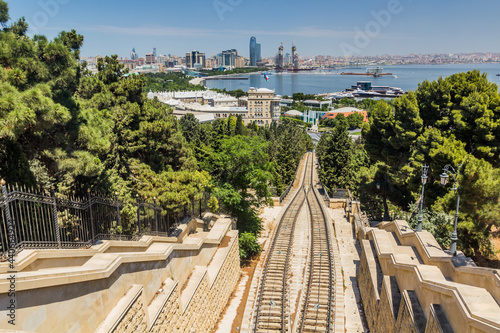 View of funiculer in Baku, Azerbaijan photo