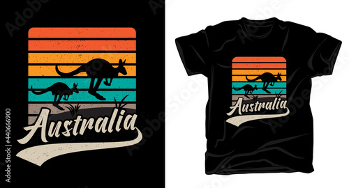 Australia typography with kangaroo vintage t-shirt design