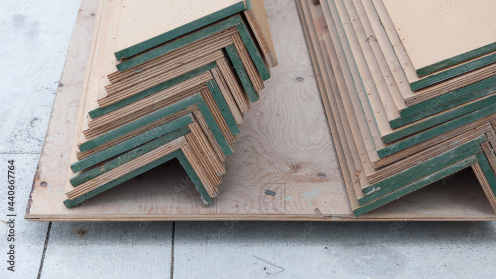 plywood supports at a construction site plywood supports at a construction site