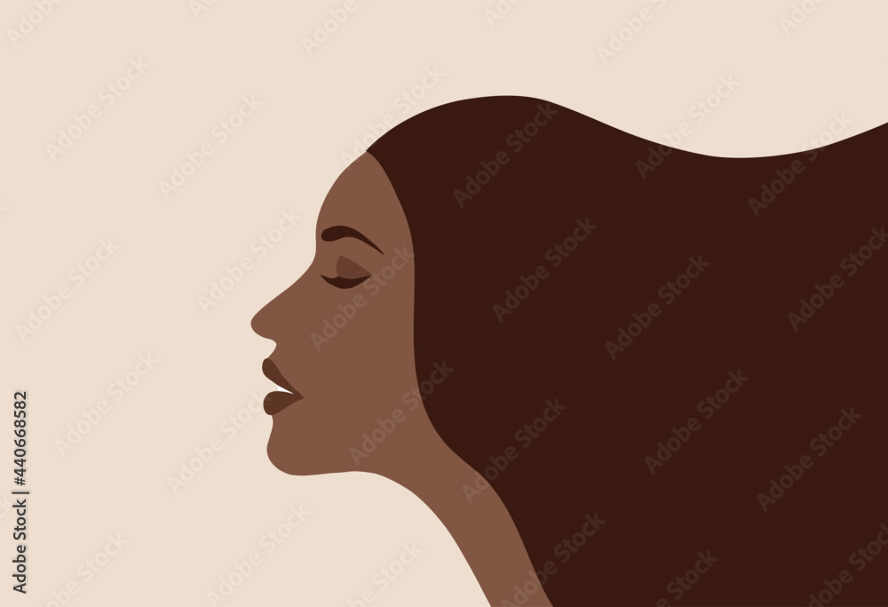 Beautiful woman face side view with long hair vector illustration Beautiful woman face side view with long hair vector illustration