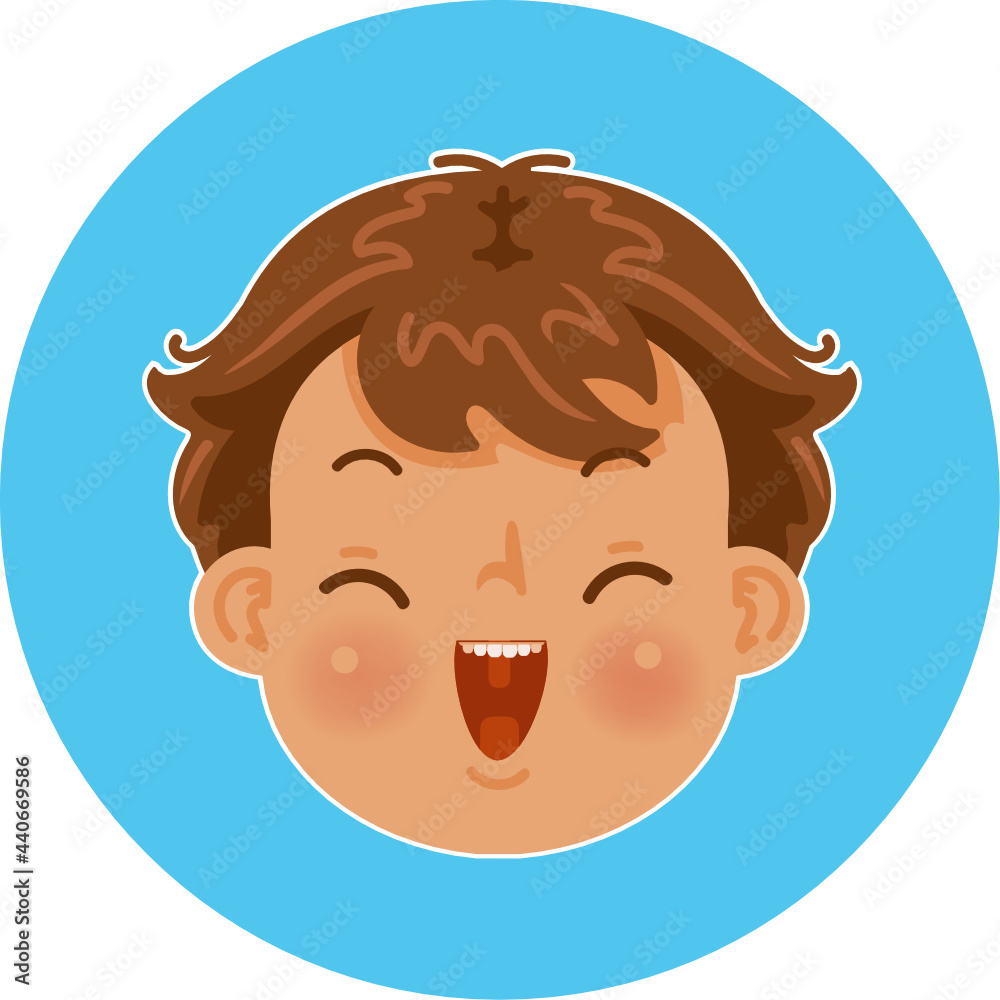 Cute brown hair boy head smiley face and hairstyle. Cute brown hair boy head smiley face and hairstyle.
