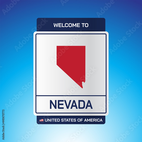 Free Download The Sign United states of America with  message, Nevada and map on Blue Background vector art image illustration. - GFXLoad