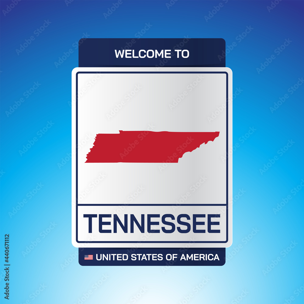 The Sign United states of America with message, Tennessee and map on Blue Background vector art image illustration. The Sign United states of America with message, Tennessee and map on Blue Background vector art image illustration.