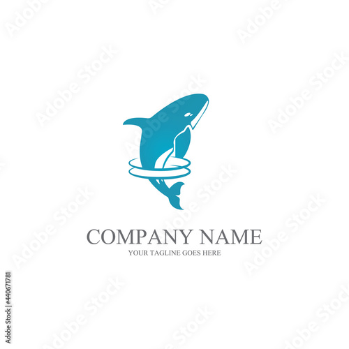 water animal dolphin logo vector symbol in the ocean