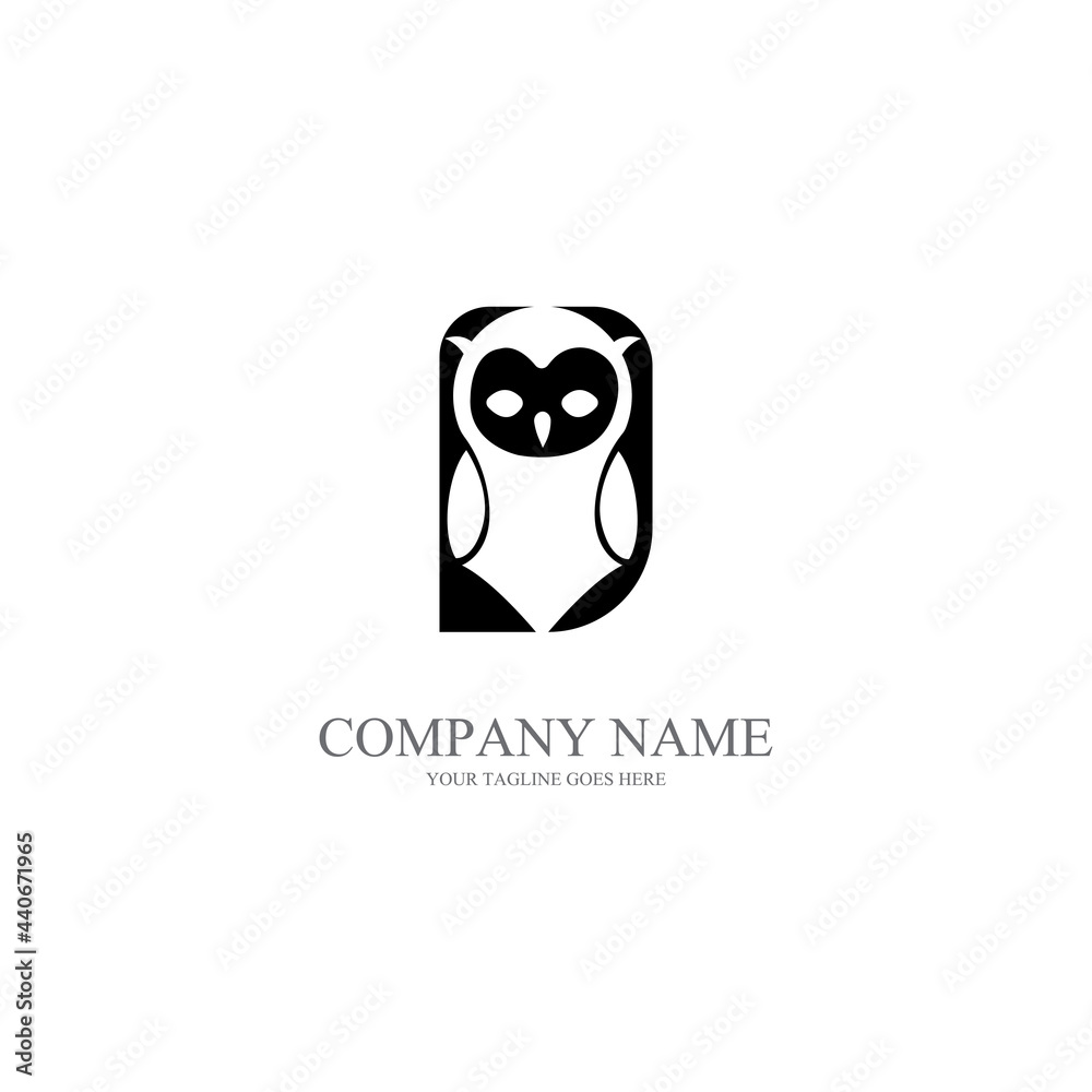 Naklejka premium simple animal night owl free vector logo icon