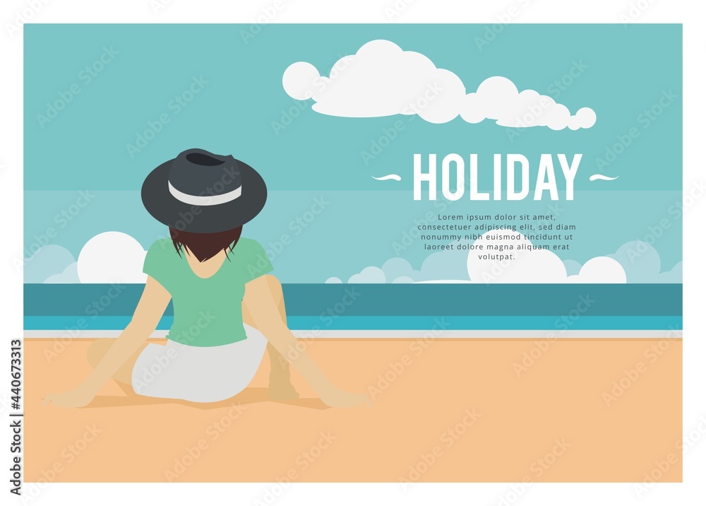 Short haired young girl sitting alone on the beach sand Short haired young girl sitting alone on the beach sand