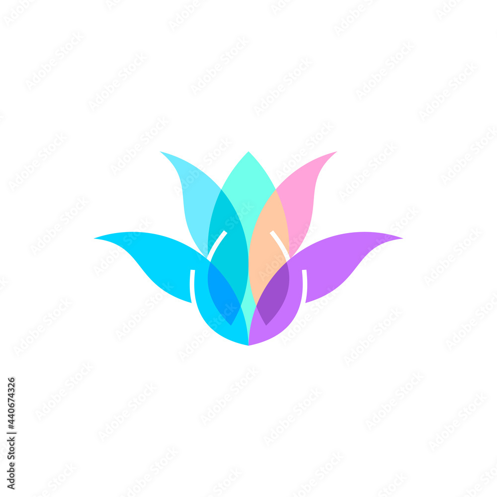 Beauty Flower Colorful Rainbow Logo Design 