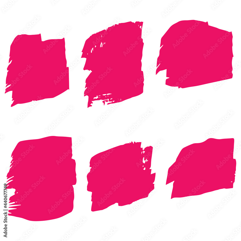 Pink Brushes Graffiti. Coral Ink Handwritten. Stroke Design. Brushstroke Graffiti. Watercolor Creative. Paint Square. Paintbrush Background. Set Acrylic. Grungy Isolated.