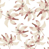 Gray Seamless Exotic. Yellow Pattern Exotic. White Tropical Painting. Golden Floral Hibiscus. Flora Exotic. Spring Leaf. Garden Leaves. Watercolor Nature.