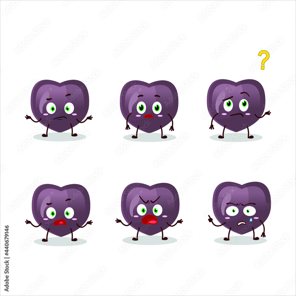 Cartoon character of love candy with what expression. Vector illustration Cartoon character of love candy with what expression. Vector illustration