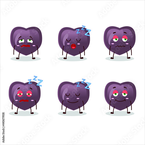 Cartoon character of love candy with sleepy expression. Vector illustration