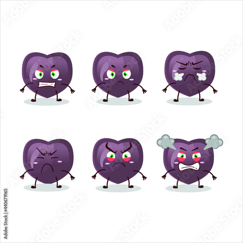 Love candy cartoon character with various angry expressions. Vector illustration