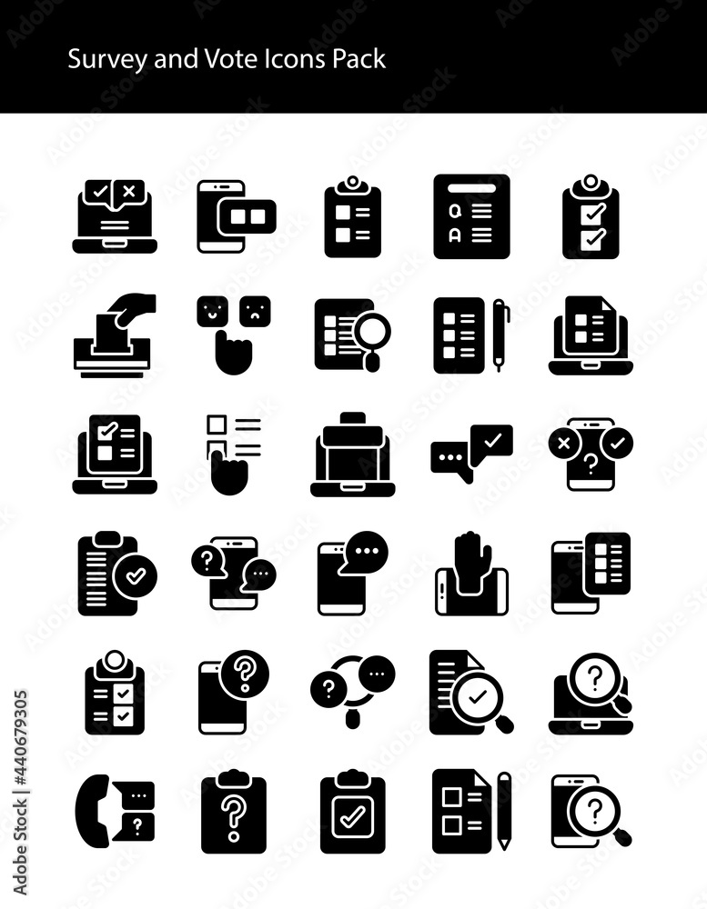 survey and vote glyph solid icons survey and vote glyph solid icons