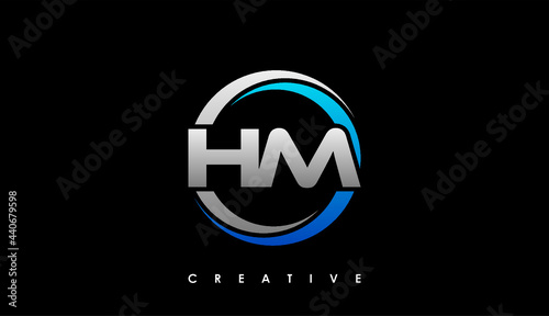 HM Letter Initial Logo Design Template Vector Illustration