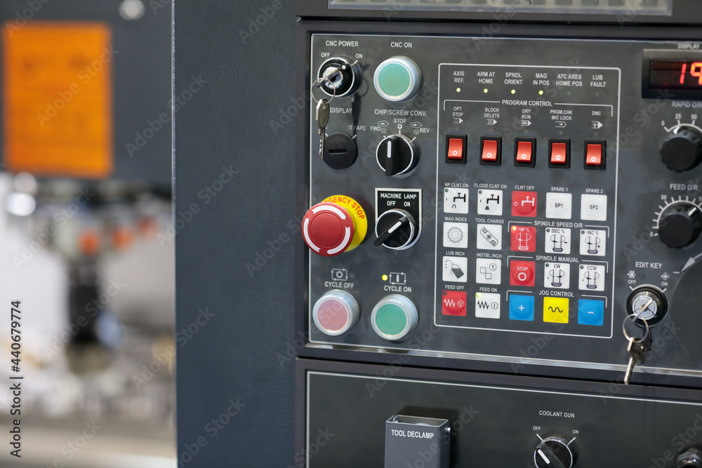 operation panel of CNC milling machine