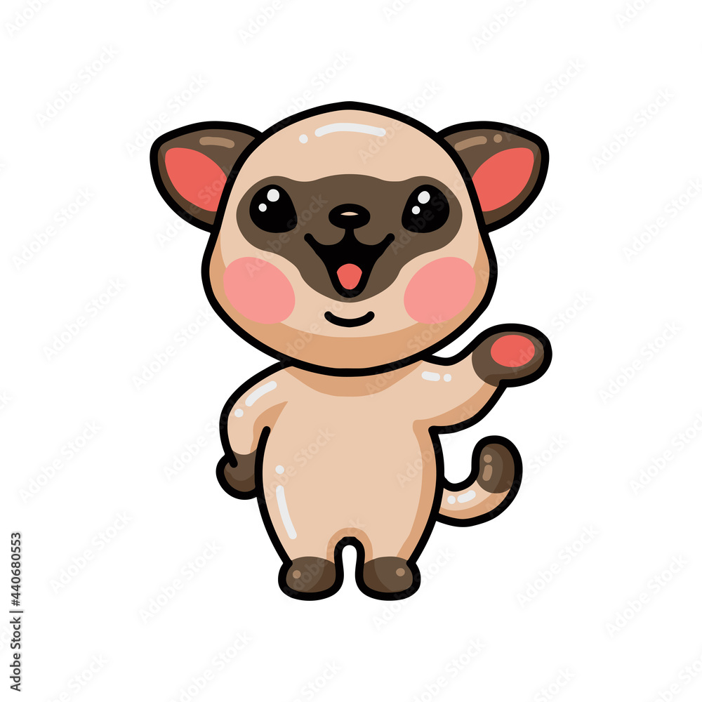 Cute little siamese cat cartoon standing Cute little siamese cat cartoon standing