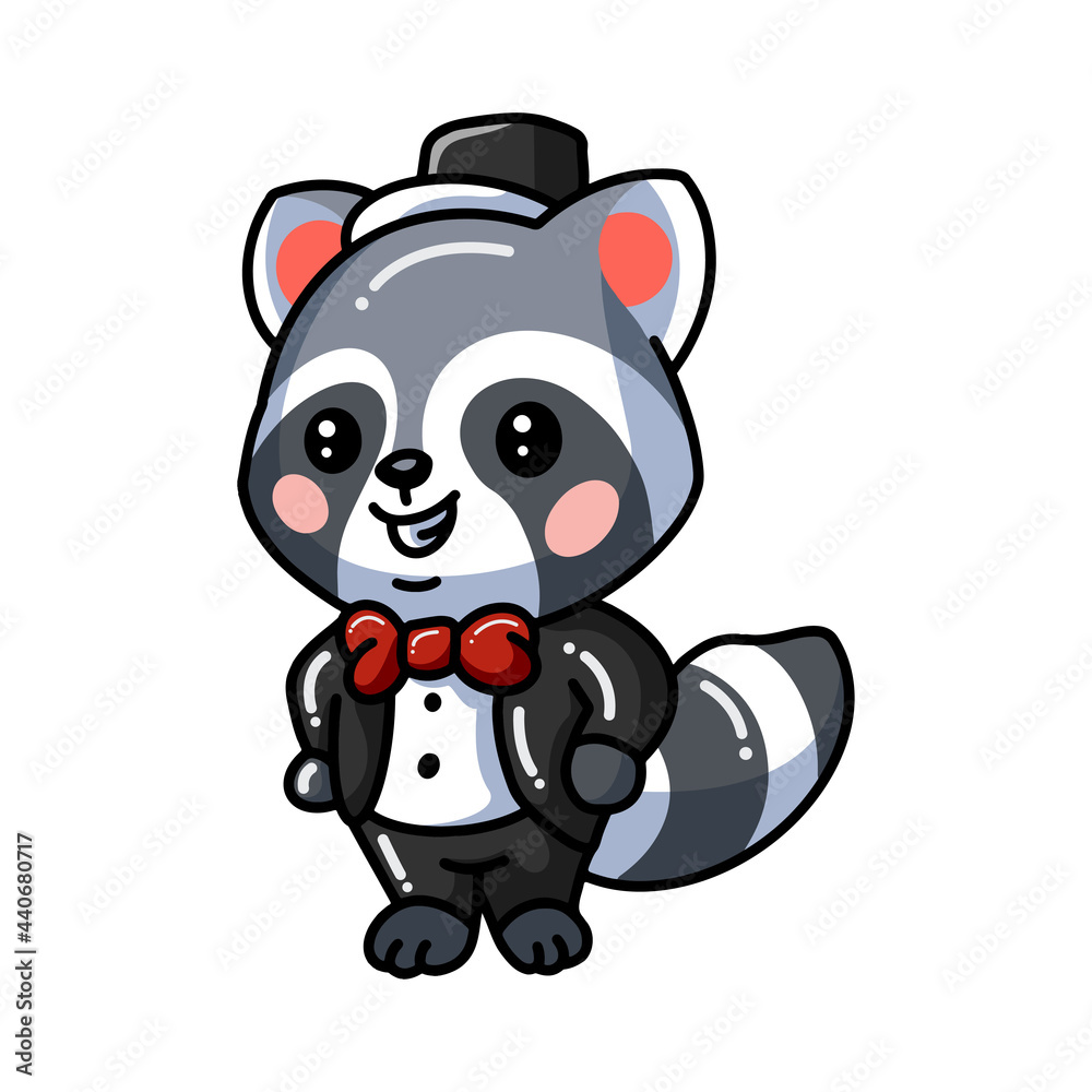 Cute baby raccoon magician cartoon Cute baby raccoon magician cartoon