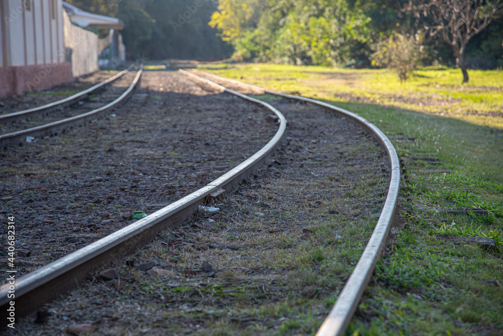 Railroad tracks from an old train station in Brazil Railroad tracks from an old train station in Brazil