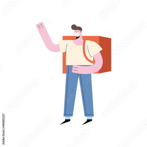 male courier with bagpack