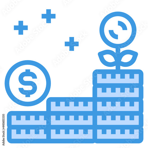 Wealth blue outline icon
