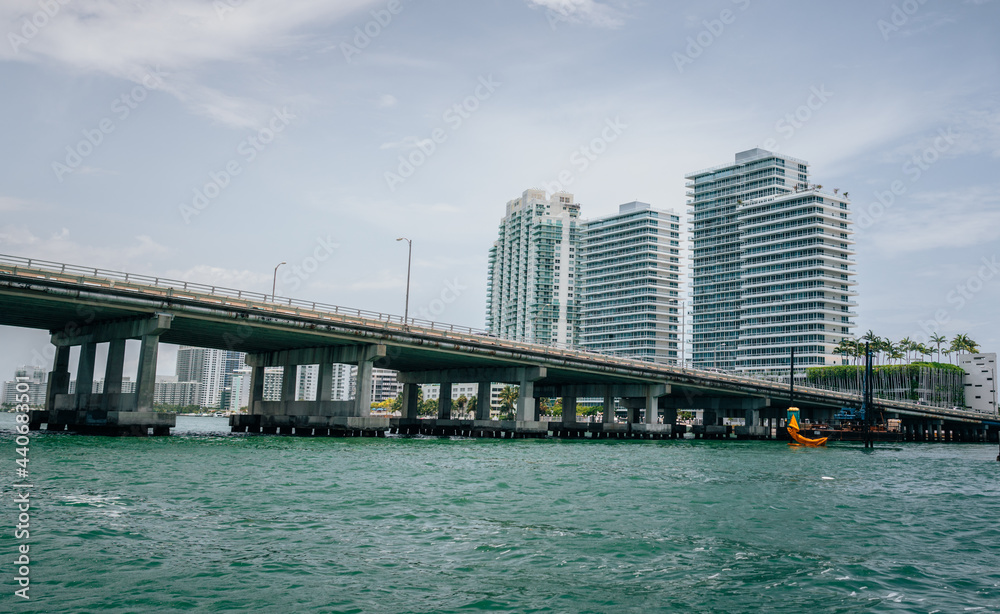 bridge over the sea Miami Beach sky building panorama travel ocean 