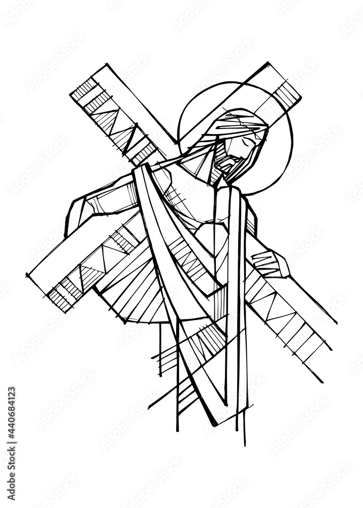 Jesus Christ with the Cross illustration Stock Vector | Adobe Stock