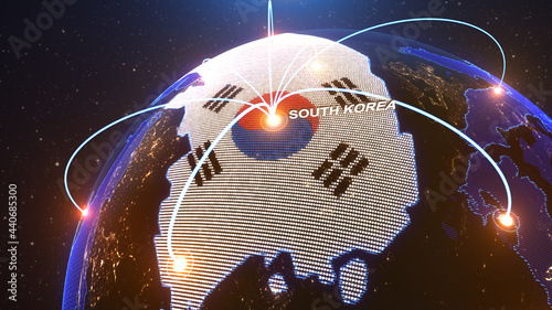a world map of South Korea, 3d rendering,