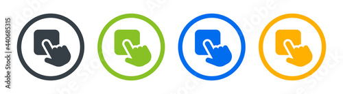 Hand touch on app icon vector illustration.