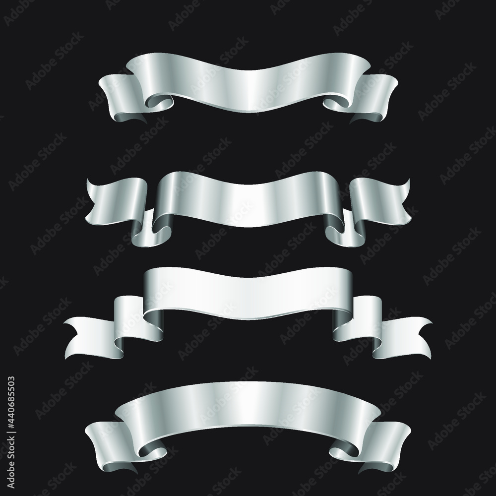 Silver ribbon banner set. Eps 10 vector illustration. Silver ribbon banner set. Eps 10 vector illustration.